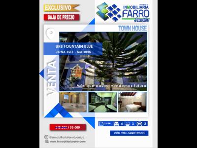 SE VENDE TOWN HOUSE URB FOUNTAIN BLUE JUANICO VE01-1484ZE-WGON, 239 mt2, 4 habitaciones