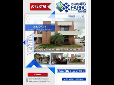 SE VENDE TOWN HOUSE URB. OASIS - JUANICO - MATURIN VE01-1253ZE-LRIV, 280 mt2, 4 habitaciones