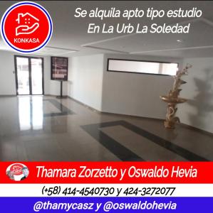 Konkasa alquila apto tipo estudio en la Urb la Soledad, Maracay, 59 mt2, 1 habitaciones