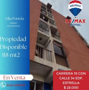 VENDO APARTAMENTO EN EL CENTRO DE BARQUISIMETO , 118 mt2, 1 habitaciones