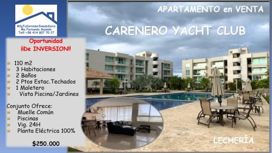 en VENTA bello y acogedor APARTAMENTO en el en el exclusivo Conjunto Residencial CARENERO YACH CLUB , 110 mt2, 3 habitaciones