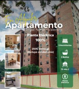 Alquiler Apartamento Residencias Diamante, Trigal Norte, Valencia Carabobo , 75 mt2, 3 habitaciones