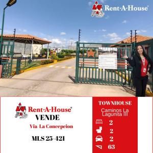 25-421 VENTA DE TOWNHOUSE EN CAMINOS LA LAGUNITA III ...KAREMBERNAL, 63 mt2, 2 habitaciones