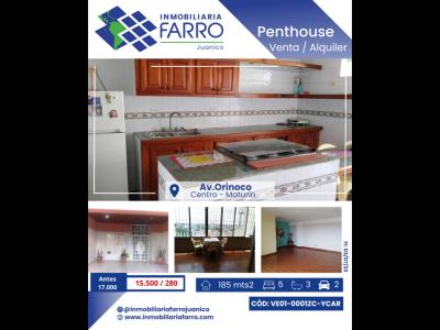 SE VENDE PENTHOUSE RESIDENCIAS ORINOCO, MATURIN VE01-0001ZC-YCAR, 185 mt2, 4 habitaciones