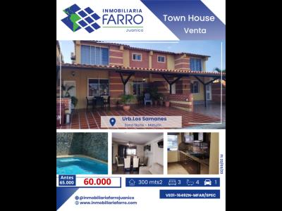 SE VENDE TOWN HOUSE URB LOS SAMANES TIPURO VE01-1649ZN-MFAR, 300 mt2, 3 habitaciones