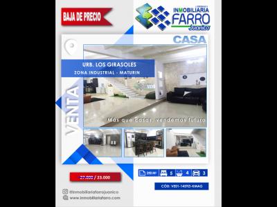 SE VENDE CASA URB LOS GIRASOLES VE01-1459ZI-KMAG, 250 mt2, 5 habitaciones