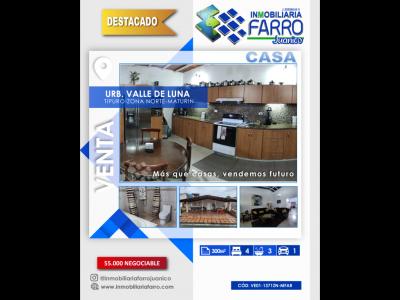 SE VENDE CASA URB. VALLE DE LUNA TIPURO VE01-1371ZN-MFAR, 300 mt2, 4 habitaciones